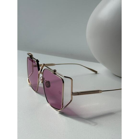 NEW Valentino VLS116-C Gold Pink Oversized Square Sunglasses - Picture 5 of 10